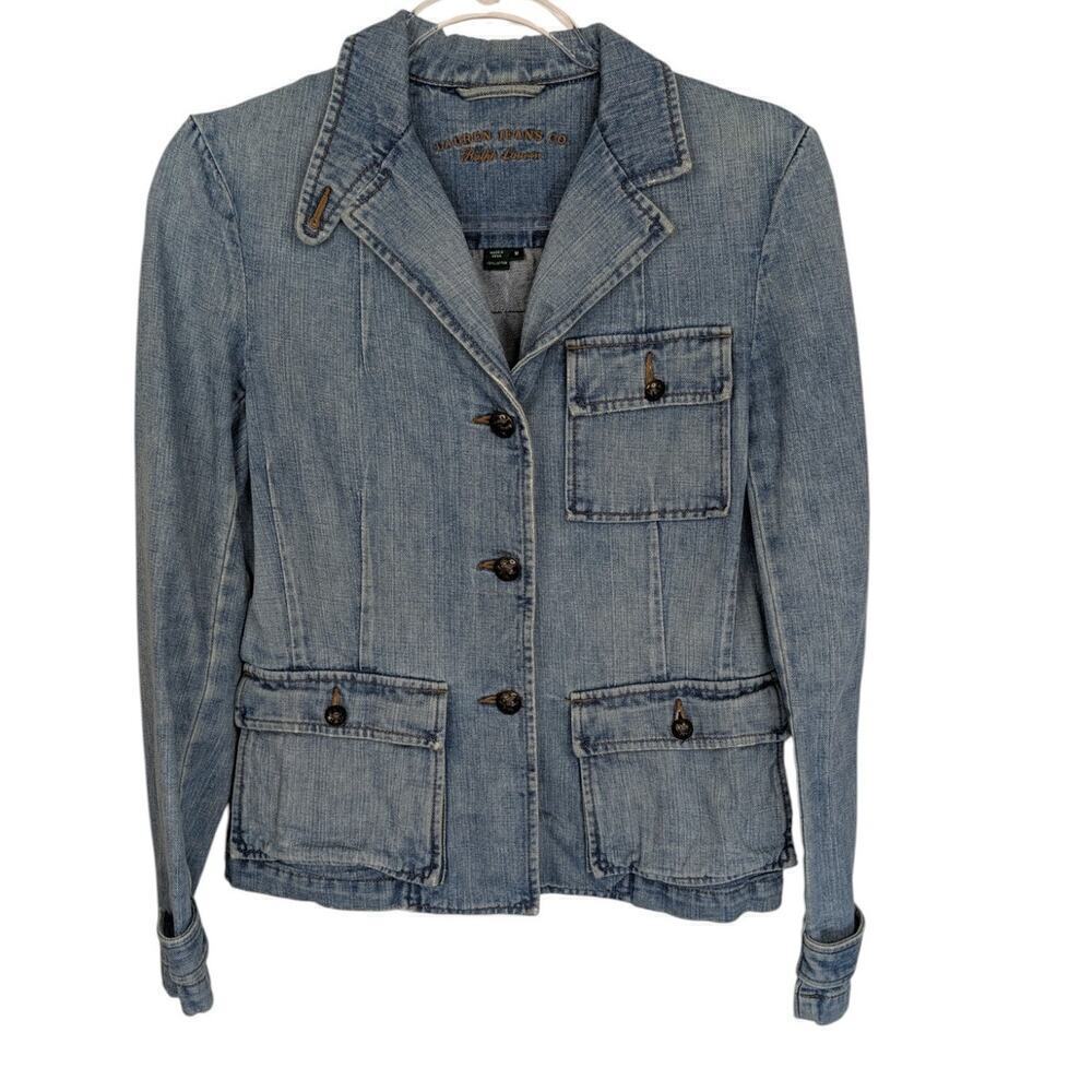 Lauren Jeans Ralph Lauren Medium Jean Jacket Denim Womens Eagle Buttons Pockets